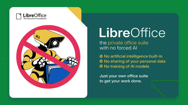 無料オフィスアプリLibreOffice「no AI」で特色打ち出す。文書を無断でクラウドに送らないなど安全性アピール | GameBusiness.jp
