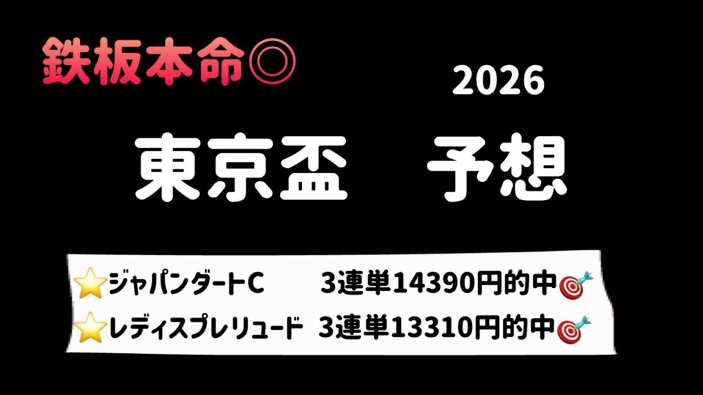 【競馬予想】　地方交流重賞　東京盃　予想　2026