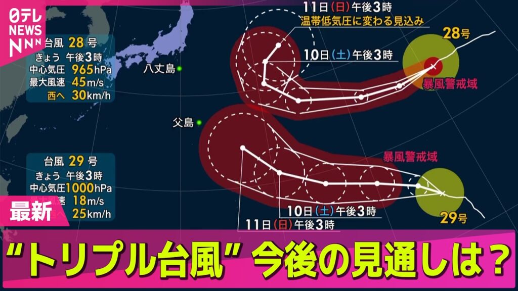 【台風情報】台風27号 太平洋側は高波に注意…“トリプル台風”の今後の見通しは?──気象ニュースライブ(日テレNEWS LIVE) 【台風情報】台風27号 太平洋側は高波に注意…“トリプル台風”の今後の見通しは?──気象ニュースライブ(日テレNEWS LIVE)