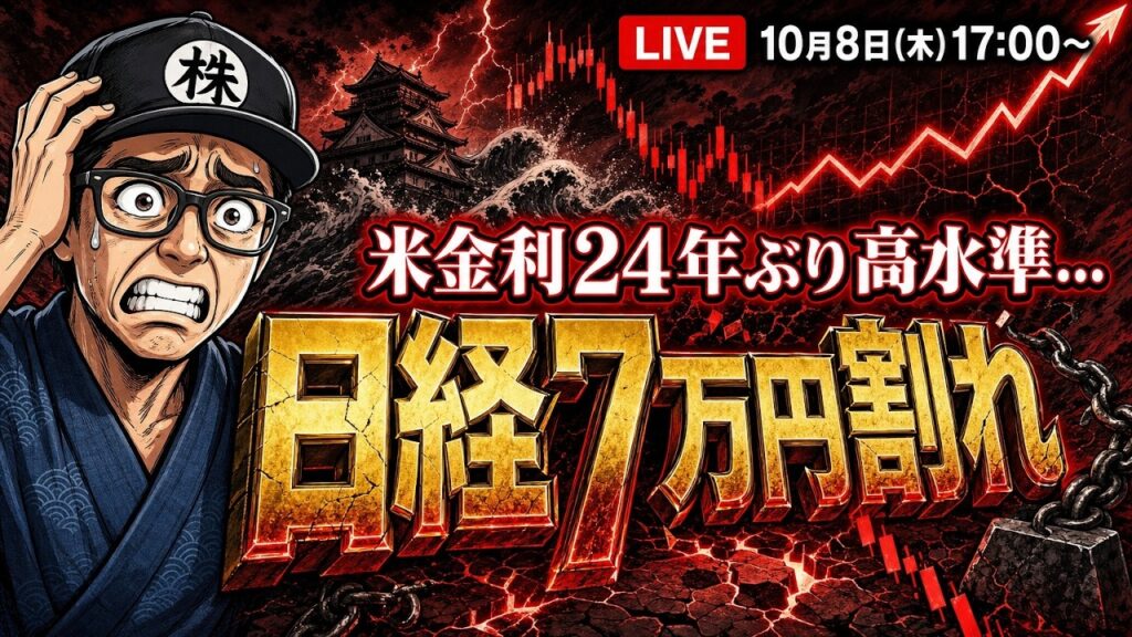 【2026/10/8(木)17:00～】米金利24年ぶり高水準...日経7万円割れ  ― 相場振り返りLIVE