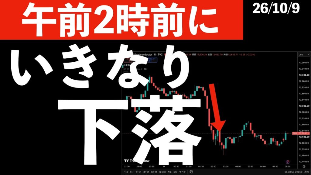 【午前2時前に】いきなり急落！今日の下落要因は何か？　#米国株 #日経平均 #sp500 #soxl #nvda