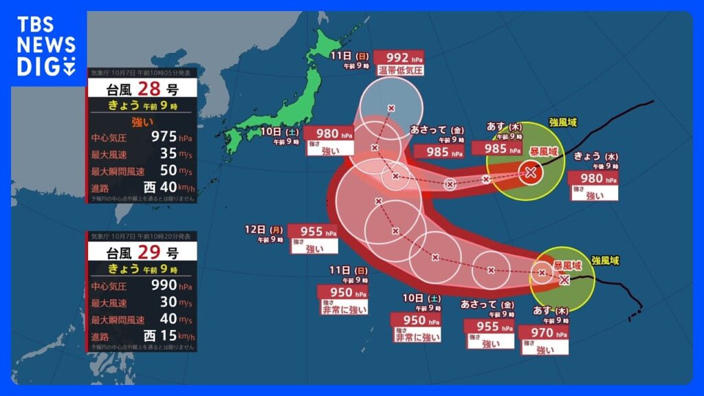 トリプル台風の影響は？きょうもあすも3連休も全国的に晴れて洗濯日和に【気象予報士解説】｜TBS NEWS DIG
