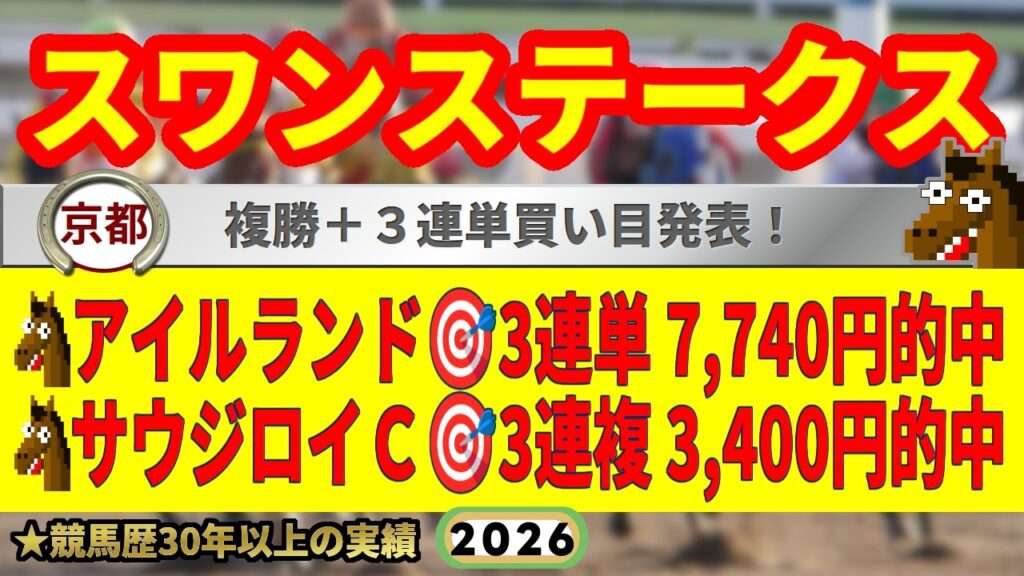 スワンステークス2026競馬予想🔥9連続G1的中男の本命馬は！？