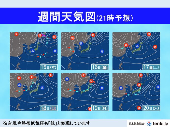 15日(木)～20日(火)　汗ばむ陽気が続く