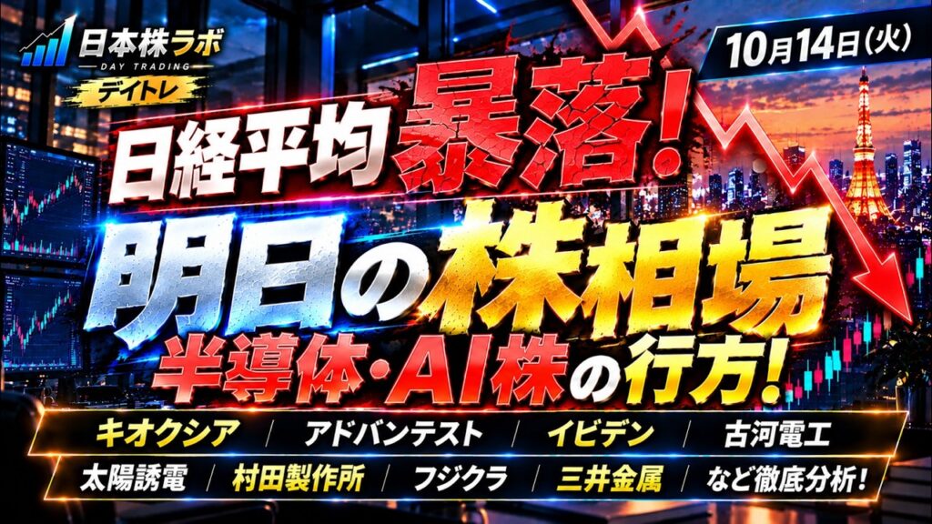 【明日の株相場】日経平均暴落！キオクシア・アドバンテスト・イビデン・古河電工・太陽誘電・村田製作所・フジクラ・三井金属を徹底分析！半導体・AI株の行方！