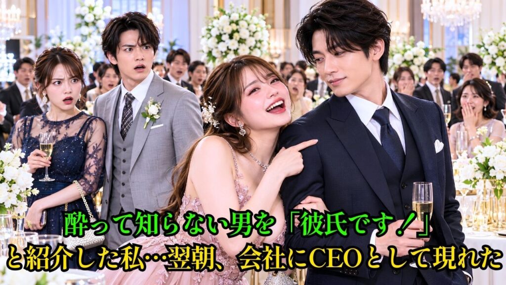 親友の結婚式で酔った彼女は、見知らぬイケメンの腕をつかみ「この人、私の彼氏です！」と宣言した――翌朝、その男が冷徹CEOとして会社に現れた。「俺を彼氏に任命した君、正式に付き合うのはいつから？」