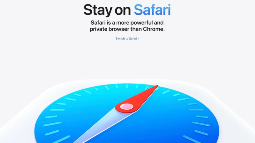 Safariへの乗り換えを訴求するApple公式「Switch to Safari」ページ