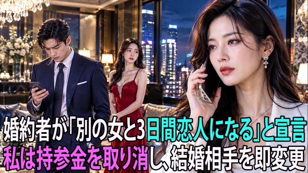 婚約者が「別の女と3日間恋人になる」と宣言！私は即座に電話し「父さん、持参金を取り消して！結婚相手も変更して！」| 感動する話 | スカッとする話
