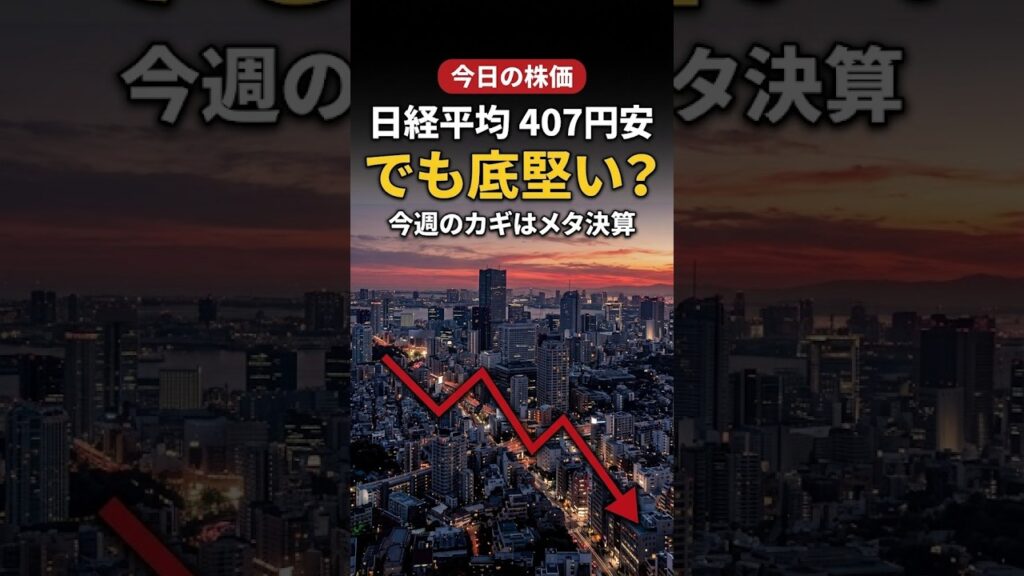 【今日の株価】日経平均407円安で反落…朝は1400円超安から縮小、今週のカギはメタ決算 #shorts