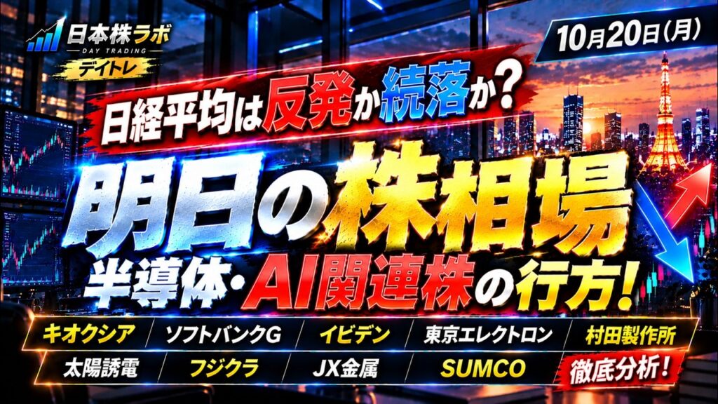 【明日の株相場】キオクシア・ソフトバンクG・イビデン・東京エレクトロン・村田製作所・太陽誘電・フジクラ・JX金属・SUMCOを徹底分析!日経平均は反発か続落か?半導体・AI関連株の行方! 【明日の株相場】キオクシア・ソフトバンクG・イビデン・東京エレクトロン・村田製作所・太陽誘電・フジクラ・JX金属・SUMCOを徹底分析!日経平均は反発か続落か?半導体・AI関連株の行方!
