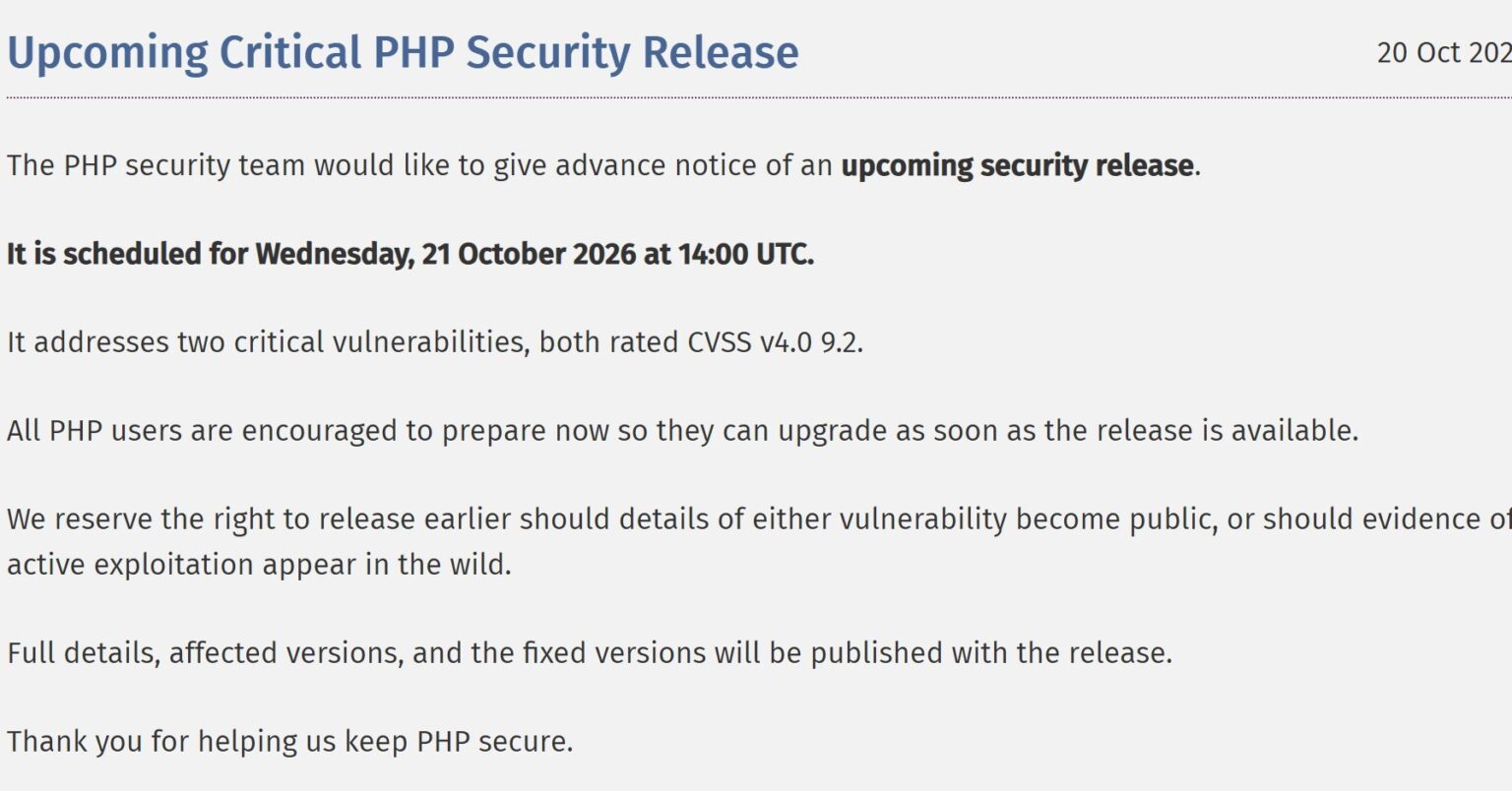 PHPに「緊急」レベルの脆弱性2件　修正版を日本時間21日深夜に公開へ、事前準備を呼び掛け - ITmedia NEWS