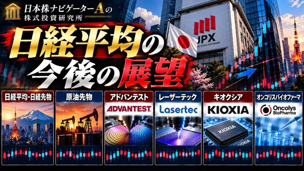 日経平均・日経先物、原油先物、アドバンテスト、レーザーテック、キオクシア、オンコリスバイオファーマ