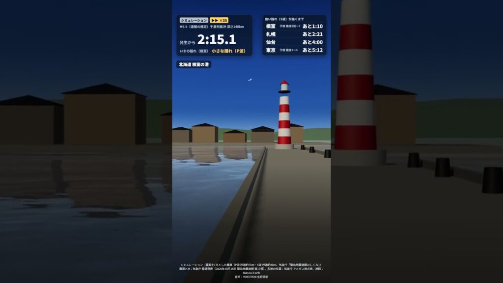 緊急地震速報M9.9が本当だったら 揺れが東京に届くまで 3Dシミュレーション #shorts 緊急地震速報M9.9が本当だったら 揺れが東京に届くまで 3Dシミュレーション #shorts