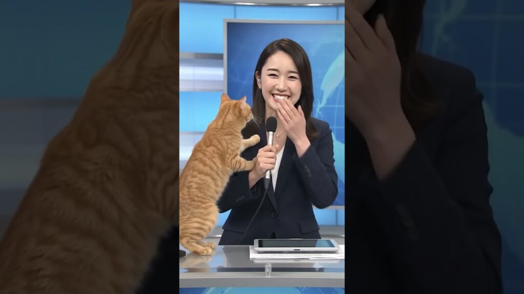 【放送事故】「もう無理です…笑」猫が乱入してニュースが読めなくなった女子アナ #shorts