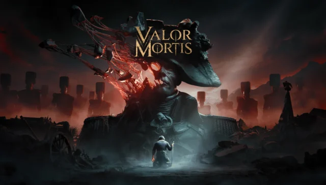 『Valor Mortis』のキーアート。帽子をかぶった巨大な人物と荒野の兵士