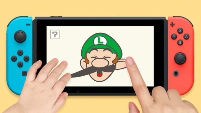 Switch版「かおルイージ」でルイージのかおを指でさわる画面
