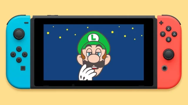 Nintendo Switch画面に表示されたかおルイージのルイージの顔と星空