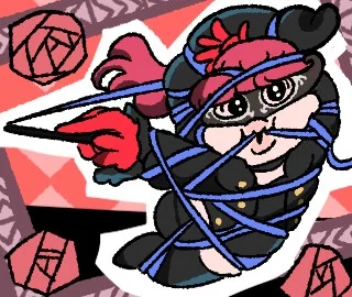 可哀想に！先生描き起こしのLINEアニメーションスタンプ。青いひもに絡まる怪盗