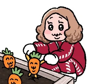 可哀想に！先生描き起こしのLINEアニメーションスタンプ、人参を収穫する少女
