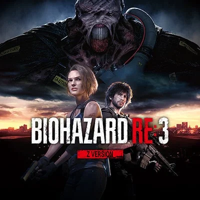 BIOHAZARD RE:3 Z Version のパッケージ画像。男女2人の主人公と巨大な怪物