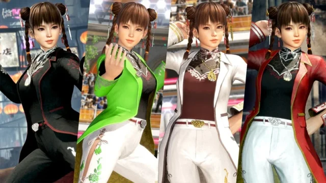 黒・緑・白・赤の衣装を着た4人のレイファンのゲーム画面