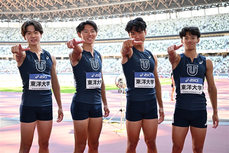 東洋大が男子4×100mリレーで初優勝！1年生3人のオーダーで学生タイ38秒45「初のライオンメダルはうれしい」／日本選手権リレー