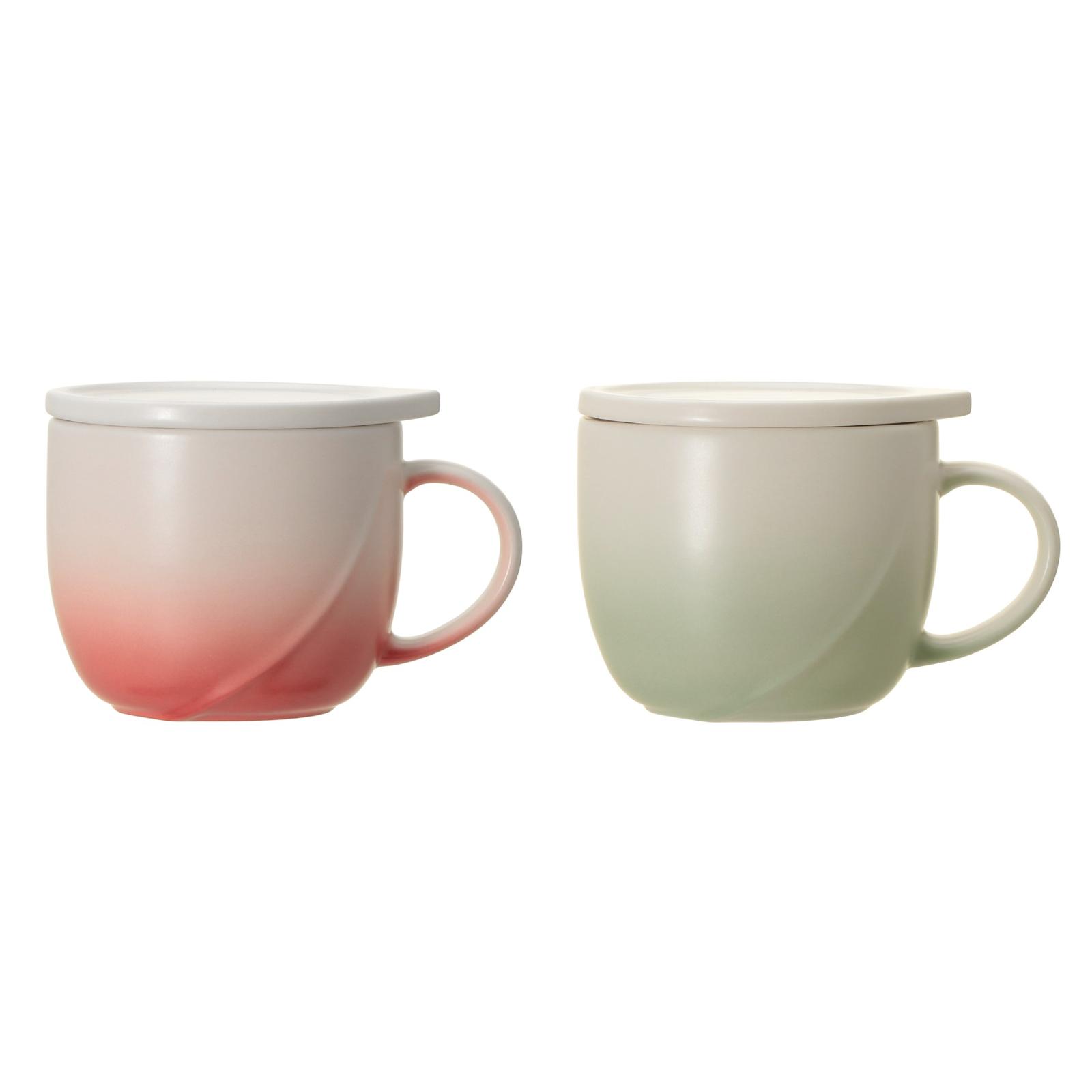 ティバーナ マグ＆リッドリーフ レッド／グリーン296ml 各4,400円