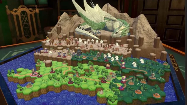 『ヴィラクタル』の立体マップとドラゴンが映るゲーム内スクリーンショット