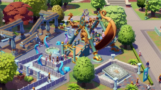 ツーポイントミュージアム DLC「ユーエンチアム」の遊園地のアトラクションを映した画面