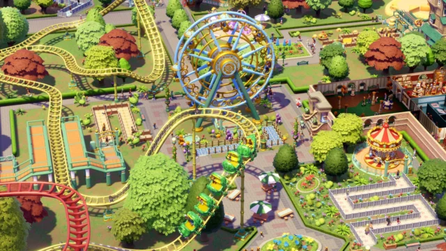 『ツーポイントミュージアム』DLC「ユーエンチアム」の遊園地を俯瞰した画面