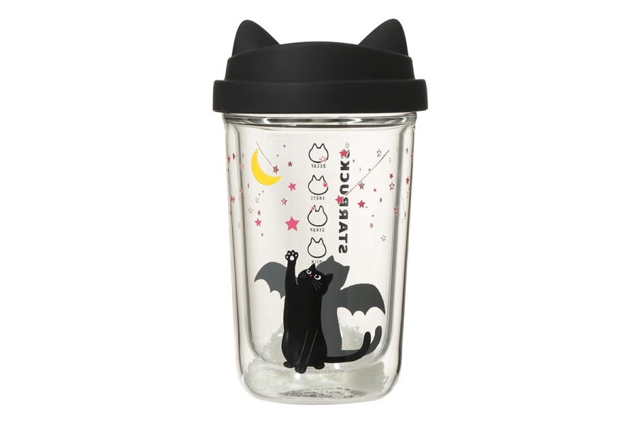 ハロウィン2026ダブルウォール耐熱グラスカップキャットグローインザダーク（355ml・3700円）