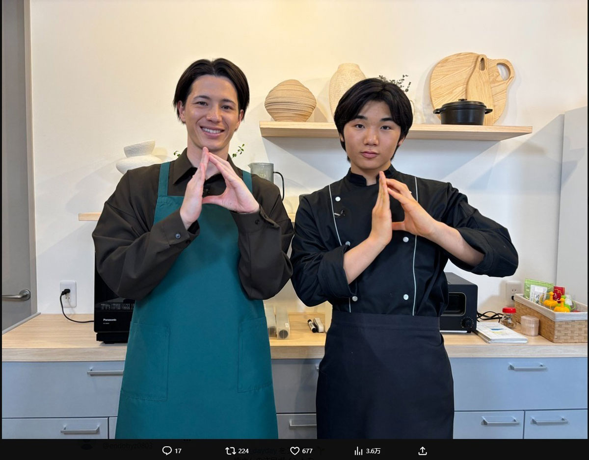 『DayDay.』でマッチョ料理姿を披露した寺田心（番組公式Xより）